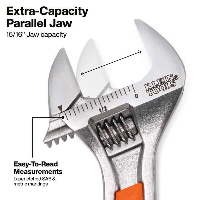 Klein Tools KNECT 6-Inch Adjustable Wrench with Pass-Through Ratchet Set, 10-Piece