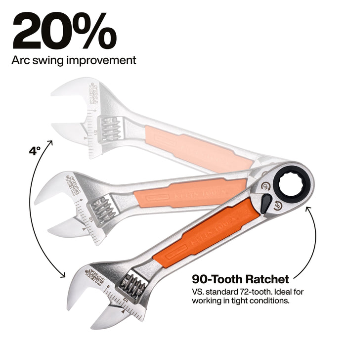 Klein Tools KNECT 6-Inch Adjustable Wrench with Pass-Through Ratchet Set, 10-Piece
