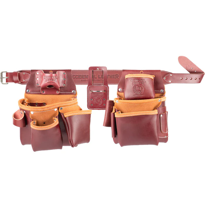 Juego de cinturón de herramientas OCCIDENTAL LEATHER Pro Framer con bolsas exteriores dobles