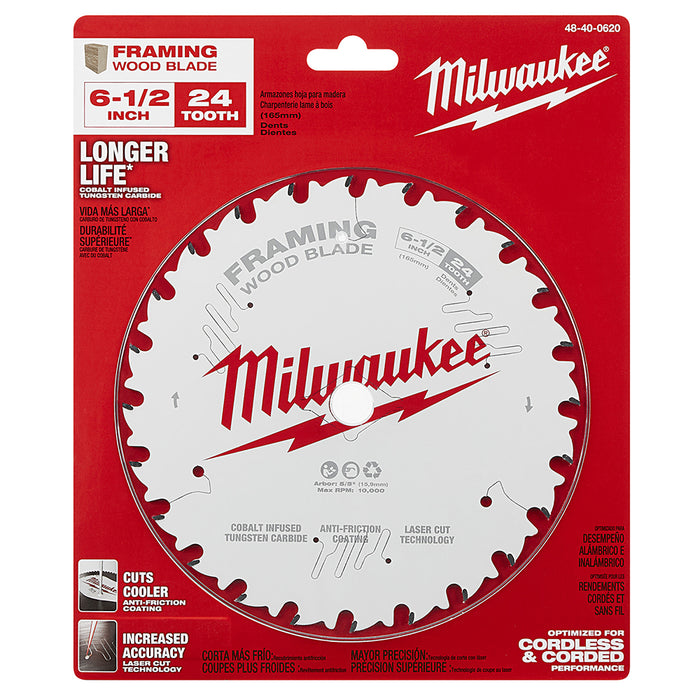 MILWAUKEE 6-1/2" 24T Circular Saw Wood Cutting Blade