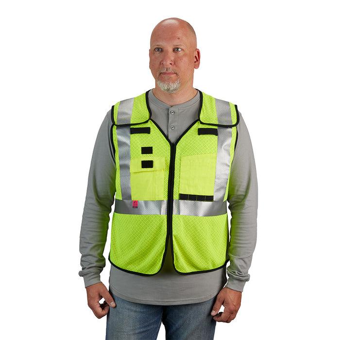 MILWAUKEE AR/FR Cat. 1 chaleco de seguridad de malla amarilla de alta visibilidad Breakaway Clase 2