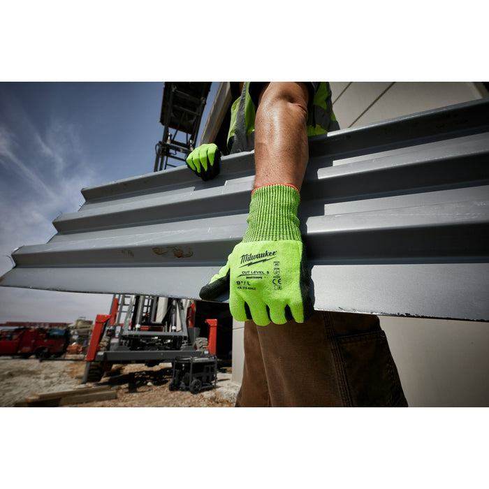 MILWAUKEE High Visibility Cut Level 5 Polyurethane Dipped Gloves