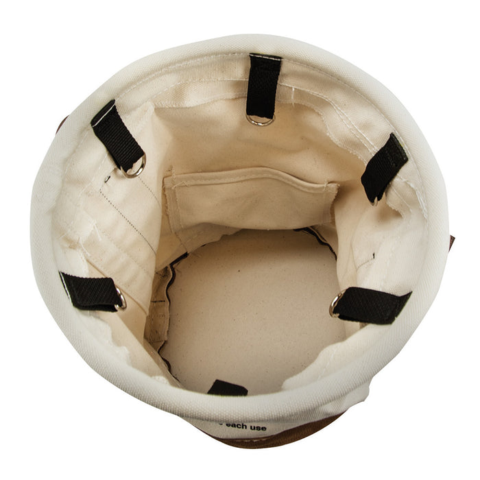 KLEIN TOOLS 12" Leather Bottom Canvas Bucket w/ Connection Points