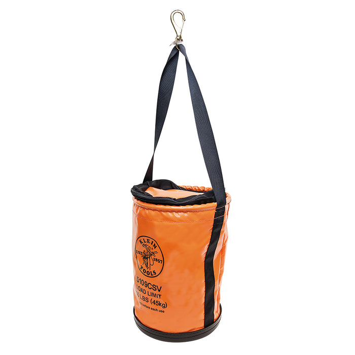KLEIN TOOLS 12" Vinyl Utility Bucket w/ Closing Top & Swivel Snap Hook