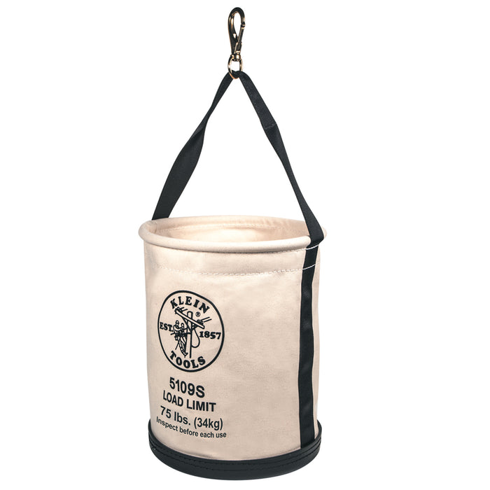 KLEIN TOOLS 12" Molded Bottom Wide Straight Wall Canvas Bucket w/ Swivel Snap Hook