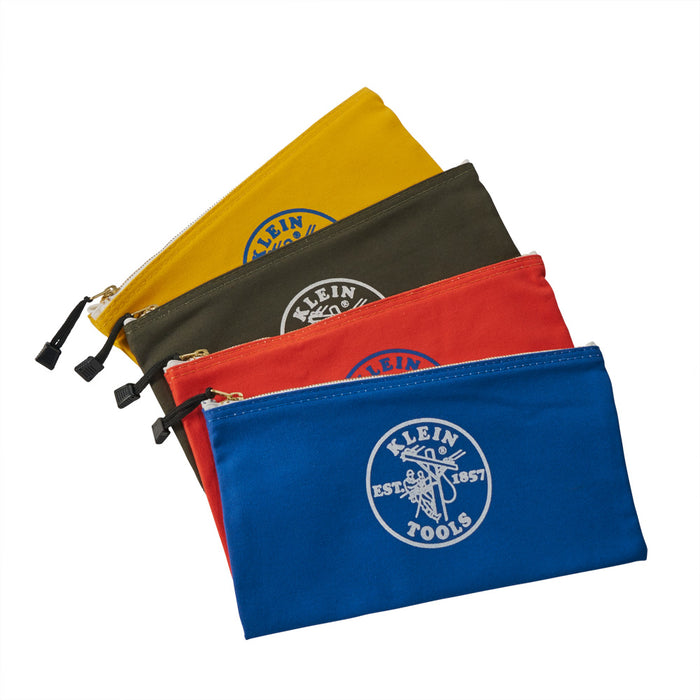 KLEIN TOOLS Canvas Zipper Bag Tool Pouches, Assorted Colors (4 PACK)