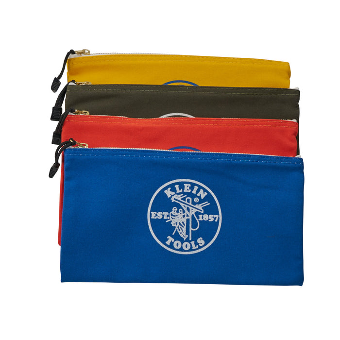KLEIN TOOLS Canvas Zipper Bag Tool Pouches, Assorted Colors (4 PACK)