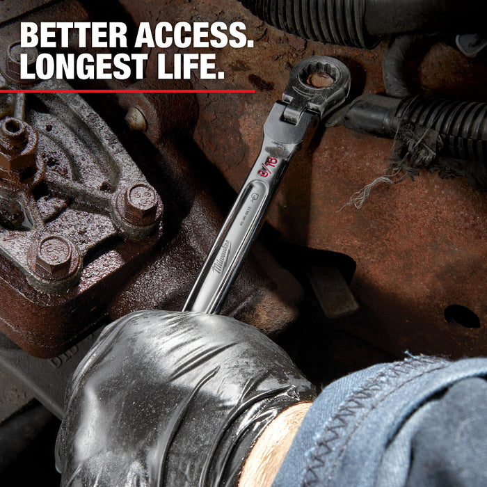 MILWAUKEE Flex Head Ratcheting Combination Wrench - Metric