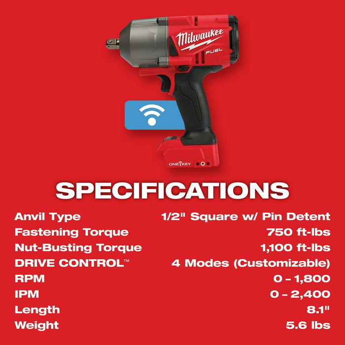 MILWAUKEE M18 FUEL™ w/ ONE-KEY™ High Torque Impact Wrench 1/2" Pin Detent Kit