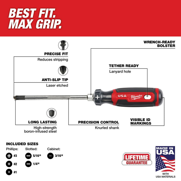 MILWAUKEE 6 PC. Cushion Grip Screwdriver Set