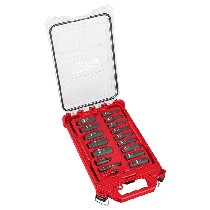 MILWAUKEE 17 PC. SHOCKWAVE IMPACT DUTY Socket 3/8� Dr SAE PACKOUT Set Q4