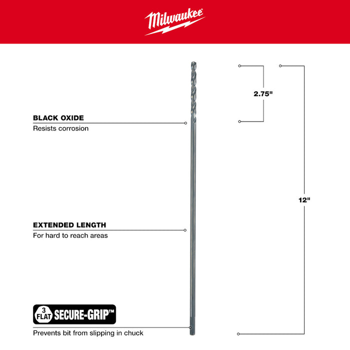Milwaukee Tools 1/4" Aircraft Black Oxide Bit 48-89-2772