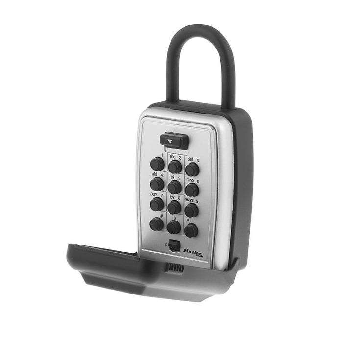 MASTER LOCK Caja de bloqueo portátil con botón pulsador de combinación de 3-1/8" de ancho