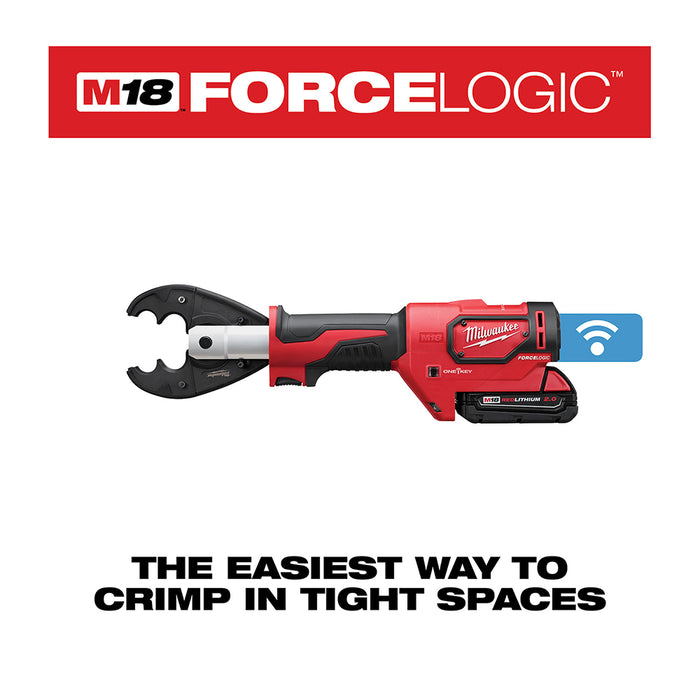 MILWAUKEE M18 FORCE LOGIC 6T Crimper Kit w/ D3 Grooves & Fixed O Die