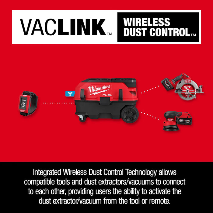 MILWAUKEE 0888-20 M18 FUEL™ 9 Gallon Dual Battery Dust Extractor w/ PACKOUT™ Compatibility and VACLINK™