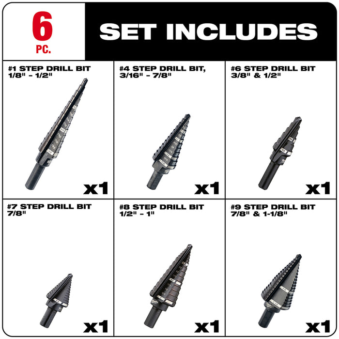 MILWAUKEE 6 PC. Step Drill Bit Set