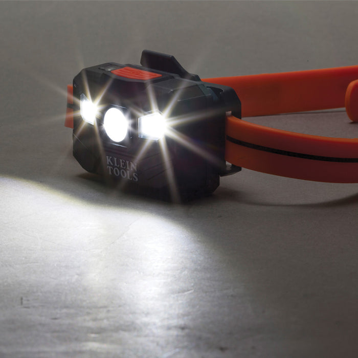 KLEIN TOOLS 400 Lumens All-Day Runtime Rechargeable Headlamp w/ Silicone Strap