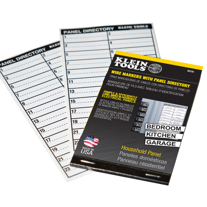 KLEIN TOOLS Libro de marcadores de cables, panel eléctrico doméstico con directorio