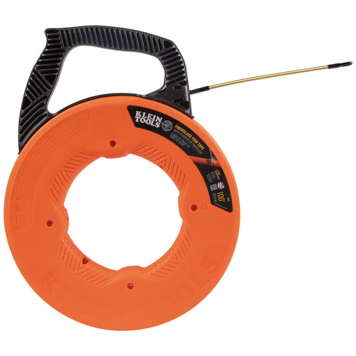 KLEIN TOOLS 100' Fiberglass Fish Tape w/ Spiral Steel Leader