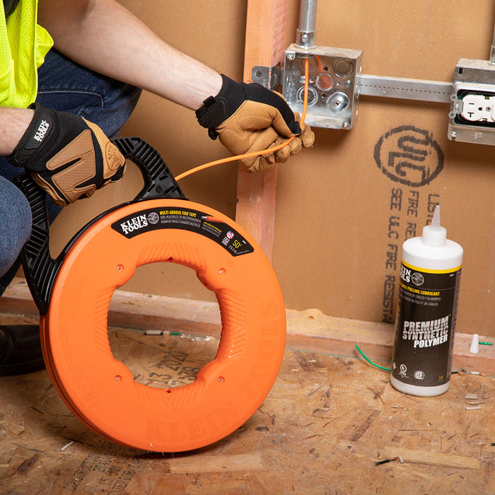 KLEIN TOOLS 50' Multi-Groove Fiberglass Fish Tape w/ Nylon Tip