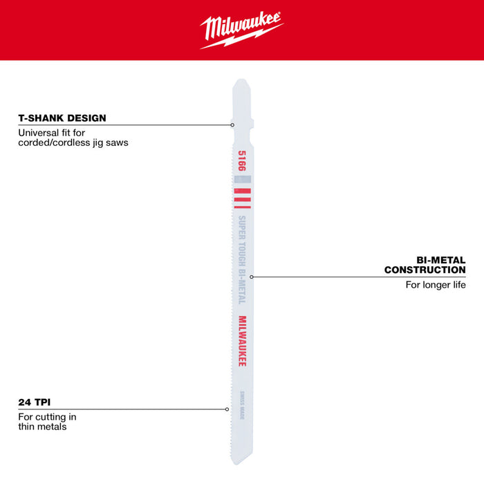 Milwaukee Tools 5-1/4In 24 TPI Bimetal Jig Saw B 48-42-5166
