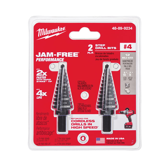 MILWAUKEE 2 PIEZAS. Juego de brocas escalonadas n.º 4