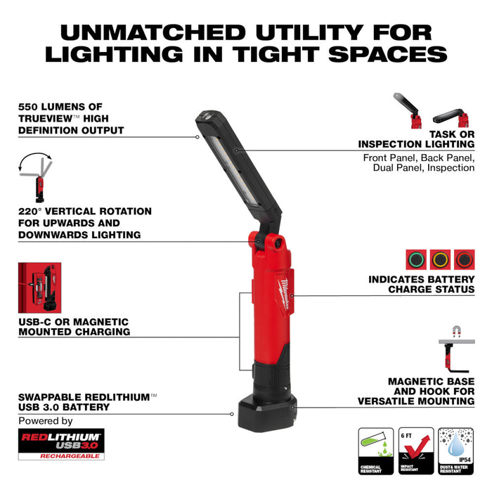 MILWAUKEE REDLITHIUM USB Stick Light w/ Magnet & Charging Dock