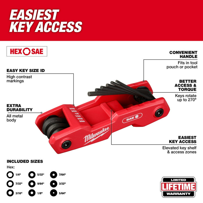 MILWAUKEE 2 PC. 17-Key Folding Hex Key Sets - SAE/Metric