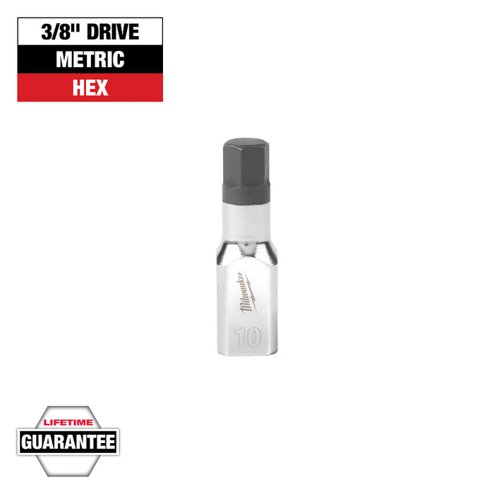 MILWAUKEE 3/8" Drive Hex Bit Sockets - Metric