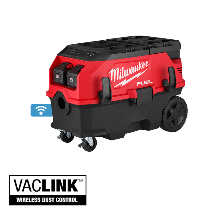 MILWAUKEE 0888-20HD M18 FUEL™ 9 Gallon Dual Battery Dust Extractor w/ PACKOUT™ Compatibility and VACLINK™ Kit