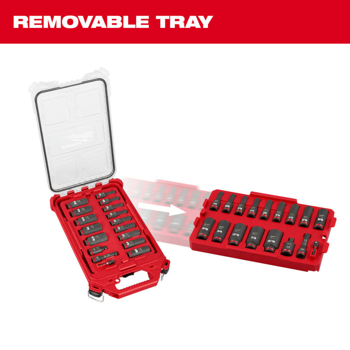MILWAUKEE 17 PC. SHOCKWAVE IMPACT DUTY Socket 3/8� Dr SAE PACKOUT Set Q4