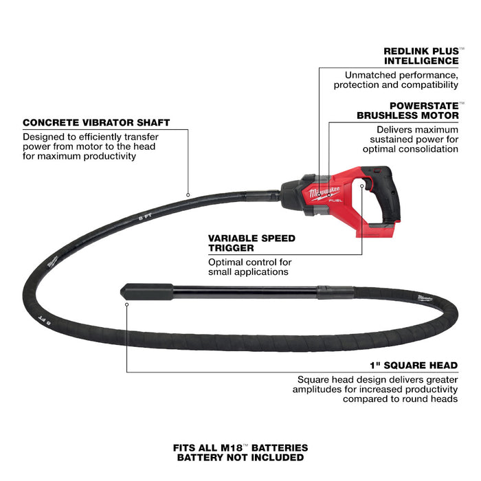 MILWAUKEE M18 FUEL™ 8' Concrete Pencil Vibrator (Tool Only)