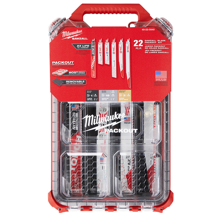 MILWAUKEE 22 PIEZAS. Kit de cuchillas SAWZALL® PACKOUT™