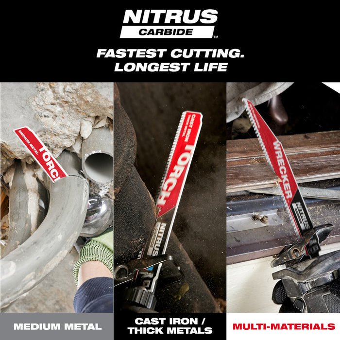 MILWAUKEE 12" 10 TPI TORCH™ w/ NITRUS CARBIDE™ Teeth For Medium Metal