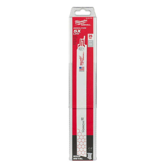 MILWAUKEE 18 TPI TORCH™ Metal SAWZALL® Blade For Rigid Conduit & Unistrut (25 PACK)