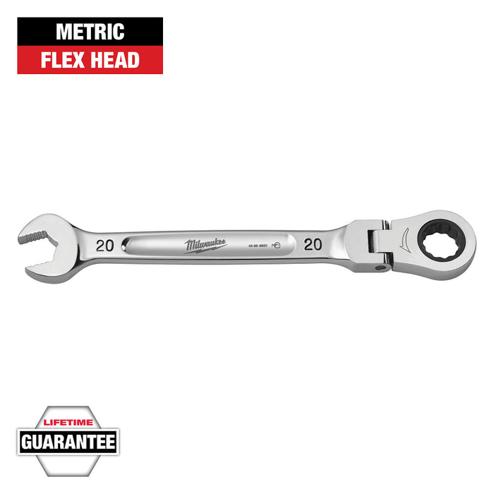 MILWAUKEE Flex Head Ratcheting Combination Wrench - Metric