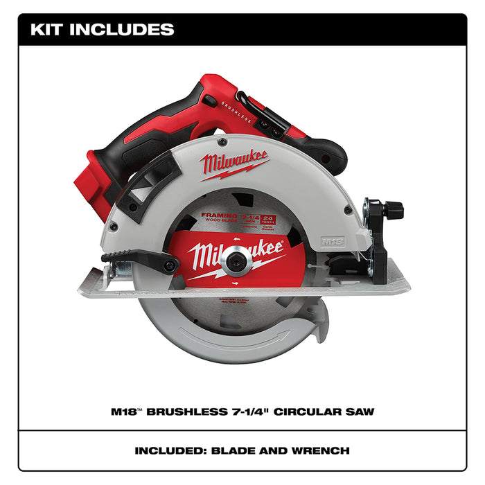 Sierra circular MILWAUKEE M18™ sin escobillas de 7-1/4" (solo herramienta)