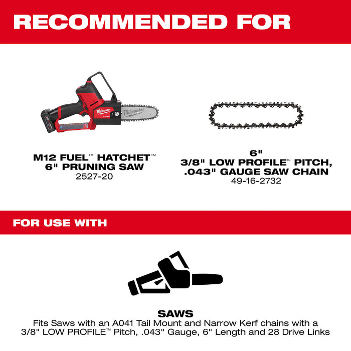 Barra guía para sierra de podar MILWAUKEE de 6"