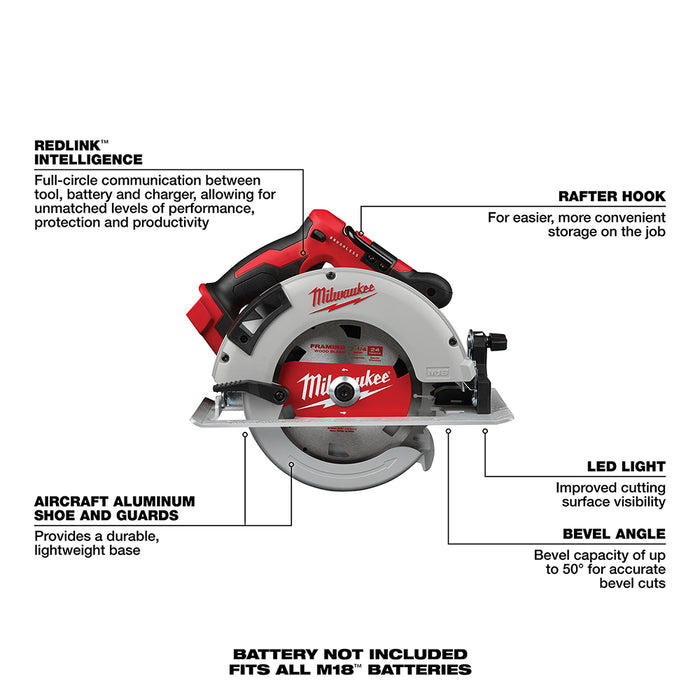 Sierra circular MILWAUKEE M18™ sin escobillas de 7-1/4" (solo herramienta)