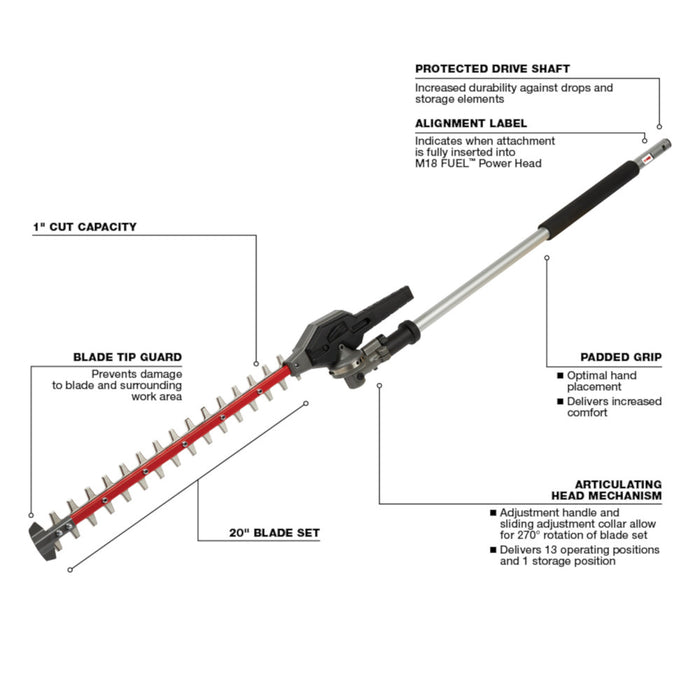 Accesorio para cortasetos articulado MILWAUKEE M18 FUEL™ QUIK-LOK™