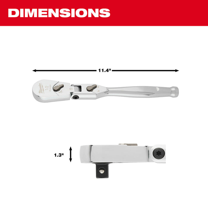 MILWAUKEE 1/2" Drive 11" Flex Head Ratchet