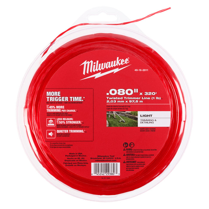 MILWAUKEE .080" X 320’ Twisted Trimmer Line