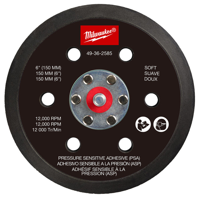 MILWAUKEE 6" Random Orbital Sander Backing Pad - Soft