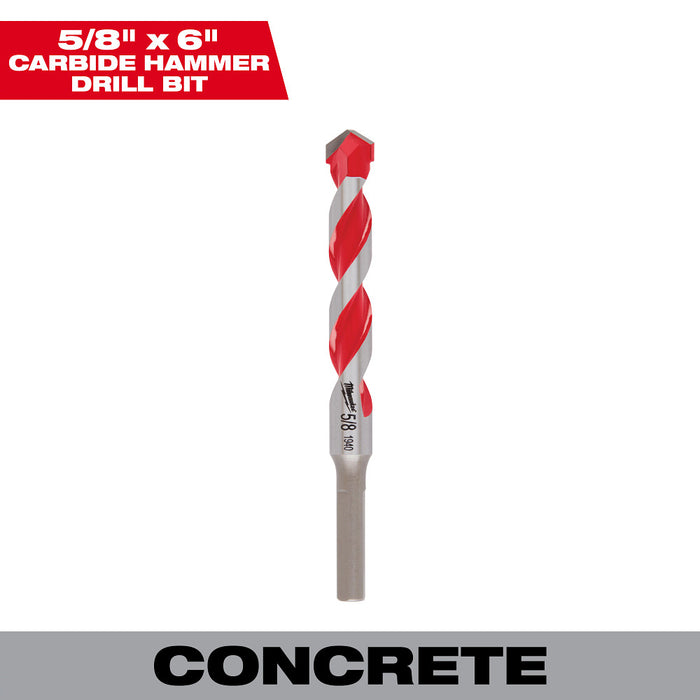 5/8" x 4" x 6" Carbide Hammer Drill Bit with POWER TIP™