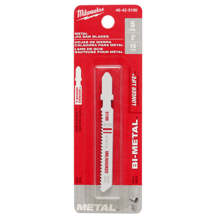 Milwaukee Tools 14 TPI, Bi-Metal Jig Saw Blades, 48-42-5190