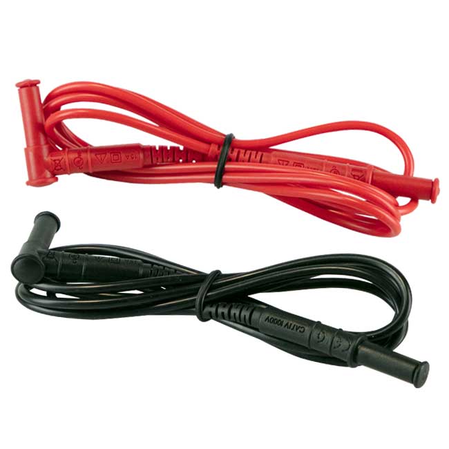 AEMC 5000.94 Lead - set of 2, 5 ft silicone color-coded (red/black) with 4mm straight/right banana plugs (Rated 1000V, CAT IV, UL V2)