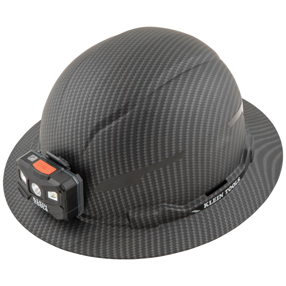 KLEIN TOOLS Full Brim Premium KARBN™ Pattern Hard Hat w/ Headlamp