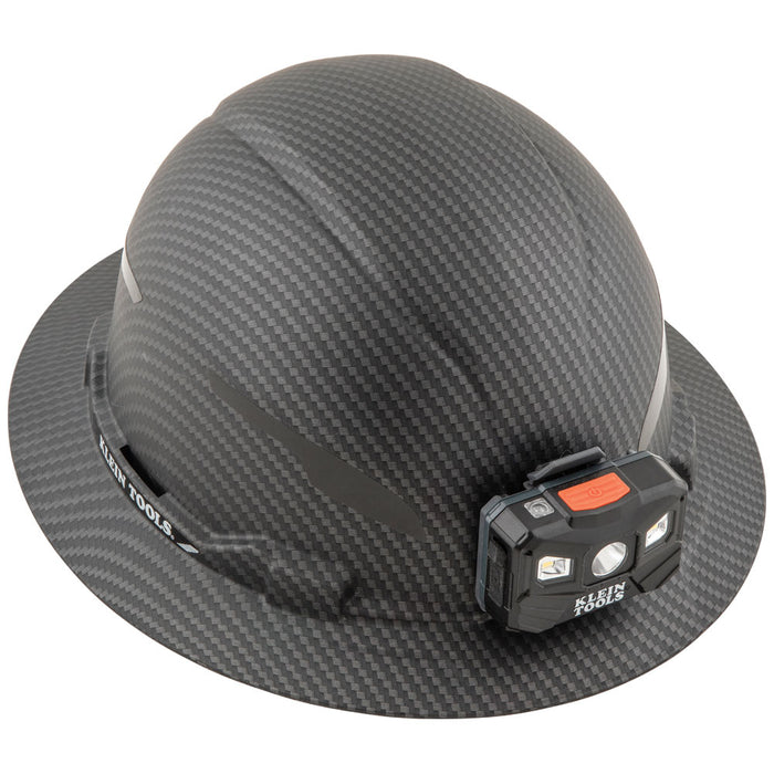 KLEIN TOOLS Full Brim Premium KARBN™ Pattern Hard Hat w/ Headlamp