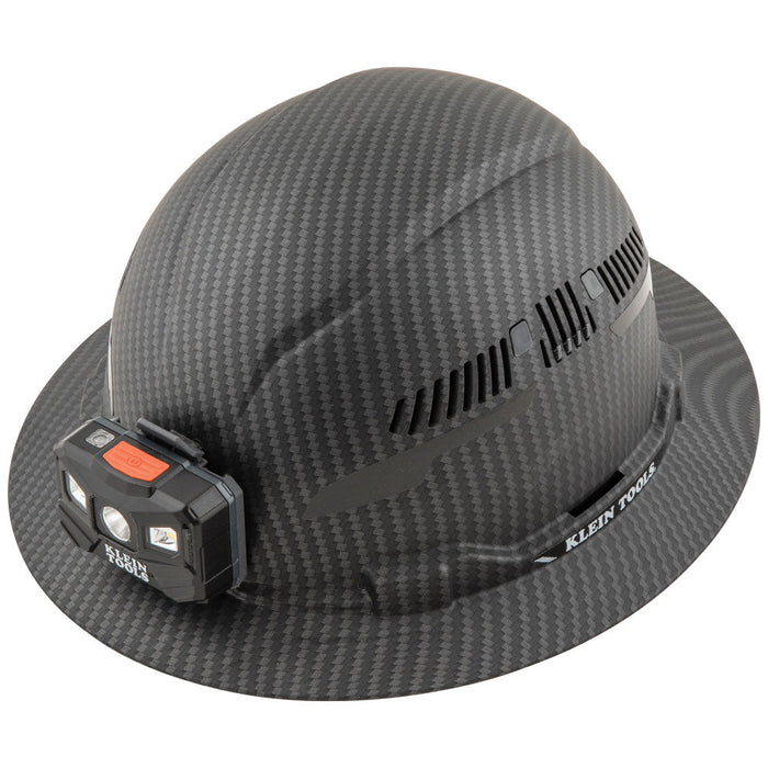 KLEIN TOOLS Full Brim Premium KARBN™ Pattern Hard Hat w/ Headlamp