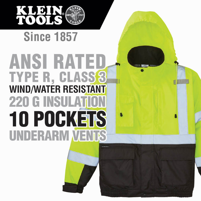 Klein Tools High-Visibility Winter Bomber Jacket, 3XL